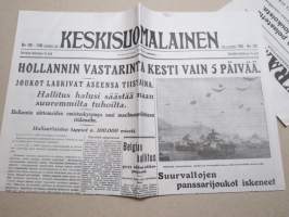 Pommitustuhoja 1940 - Sodan lehdet dokumentti 11 -juliste + lehti / lehdet, uustuotantoa / poster, reprint