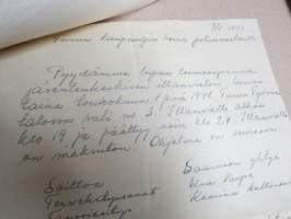 Huvilupa - anomus &amp; päätös - Illanvietto, Turun Työväentalon sali, Suomen Vaatetustyöläisten Liitto Turun os nr 6, 21.4.1948