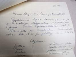 Huvilupa - anomus &amp; päätös - Illanvietto, Turun Työväentalon sali, Suomen Vaatetustyöläisten Liitto Turun os nr 6, 25.2.1948