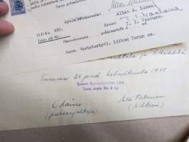 Huvilupa - anomus &amp; päätös - Illanvietto, Turun Työväentalon sali, Suomen Vaatetustyöläisten Liitto Turun os nr 6, 25.2.1948