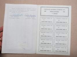 Lounais-Suomen Turkis Oy, Turku, 1 osake 1 000 mk, nr 479, 15.2.1944, G. Hasenson -osakekirja -share certificate