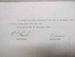 Finska Värdepapper Ab Andelsbevis Litt. A. nr 712, 1 andel, Helsingfors 1941 -osuustodistus / share certificate