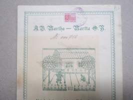 Ab Martha - Martta Oy, Helsinki 1918, 100 mk, nr 756 Agda Wilén, allekirjoittajat Maissi Erkko, Tekla Lampén, Agnes Backman, Gerda Ehrstedt -osakekirja / share cert