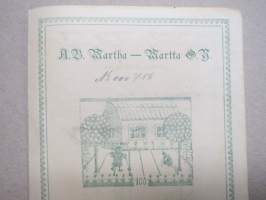 Ab Martha - Martta Oy, Helsinki 1918, 100 mk, nr 756 Agda Wilén, allekirjoittajat Maissi Erkko, Tekla Lampén, Agnes Backman, Gerda Ehrstedt -osakekirja / share cert