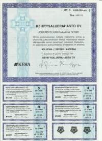 Kehitysaluerahasto Oy Kera  Joukkovelkakirjalaina III/1991  1000 000 mk Kuopio  7.6.1991,   specimen   joukkovelkakirjalaina