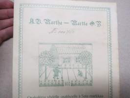 Ab Martha - Martta Oy, Helsinki 1918, 100 mk, nr 750 Agda Wilén, allekirjoittajat Maissi Erkko, Tekla Lampén, Agnes Backman, Gerda Ehrstedt -osakekirja / share cert