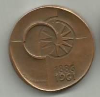 Postisäästöpankki 1866-1961  mitali 33 mm  (Kauko Räsänen) ,   taidemitali