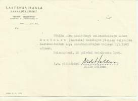 Niilo Hallman  nimikirjoitus asiakirjalla 1949- firmalomake