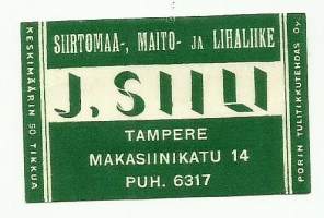 J Siili Tampere -  tulitikkuetiketti