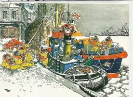 Lifeboat - laivakortti, laivapostikortti taittokortti joulukortti A5 koko