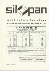 Silopan Vaajakosken Tehtaat Hinnasto 1964