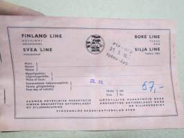 Finland Line - Svea Line - Bore Line - Silja Line -matkalippukanta 28.4.1965