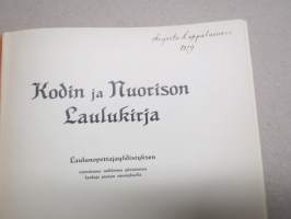 Kodin ja Nuorison Laulukirja - Laulunopettajayhdistyksen toimittama valikoima yksiäänisiä lauluja pianon säestyksellä I