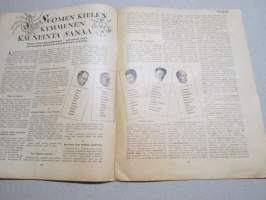 Suomen Kuvalehti 1933 nr 6, kansikuva Marta Parikas professorin tyttärenä, Muistot talteen, &quot;Porilaisten marssi&quot; syntyi kirjekuoren takapuolelle, Jaloa käsityötä, ym