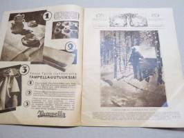 Suomen Kuvalehti 1933 nr 8, kansikuva Hämeensillan patsaat ilta-hämyssä, Uudentamista oppimassa, Kiinan kansallistaito, Ainola ja Oulun museo, Taidetta, ym.