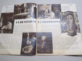 Suomen Kuvalehti 1933 nr 8, kansikuva Hämeensillan patsaat ilta-hämyssä, Uudentamista oppimassa, Kiinan kansallistaito, Ainola ja Oulun museo, Taidetta, ym.