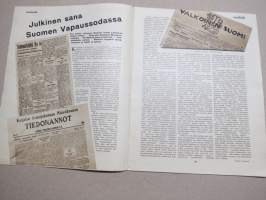 Suomen Kuvalehti 1933 nr 12, kansikuva Operettitähtemme Ritva Aro, Julkinen sana Suomen vapaussodassa, Kaksi isoa tutustuu toisiinsa, Ministeri koteja, ym.