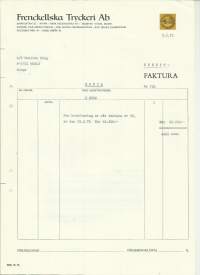 Frenckellska Tryckeri Ab Helsinki lasku 1972  - firmalomake
