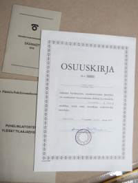 Piikkiön Puhelinosuuskunta, 1984, Osuuskirja nr 726567 -osuuskirja -share certificate