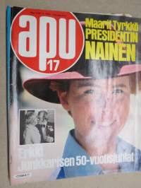 Apu 1979 nr 17, kansikuva Erkki Junkkarisen 50-vuotisjuhlat, Maarit Tyrkkö presidentin nainen, Ähtärin eläinpuiston karhunpennut, Jugoslavian musta pääsiäinen, ym.