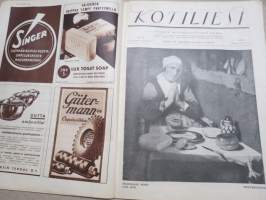 Kotiliesi 1933 nr 1, kansikuva Rudolf Koivu, Suuri kyntäjä, Uutta taide-teollisuutta, Miksette käyneet jouluna maalla?, Seinävaatteita, Eräs mestariemäntä, ym.
