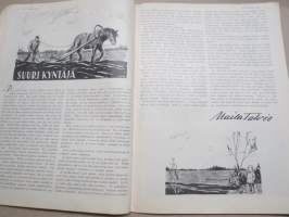 Kotiliesi 1933 nr 1, kansikuva Rudolf Koivu, Suuri kyntäjä, Uutta taide-teollisuutta, Miksette käyneet jouluna maalla?, Seinävaatteita, Eräs mestariemäntä, ym.