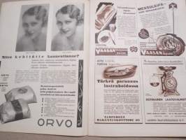 Kotiliesi 1933 nr 2, kansikuva Rudolf Koivu, Ompeluseura töitä, Käsienpesusta ja pesuvälineistä, Miten naiset ovat keränneet rahaa, Puolipyhän aamuna, ym.