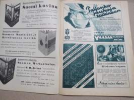 Kotiliesi 1933 nr 4, kansikuva Rudolf Koivu, Onko kotitalous maataloutta?, Pellava on kultaa..., Hampaat-lasten terveyden huolto, Helsingittäret hiihtävät, ym.