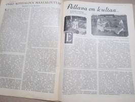 Kotiliesi 1933 nr 4, kansikuva Rudolf Koivu, Onko kotitalous maataloutta?, Pellava on kultaa..., Hampaat-lasten terveyden huolto, Helsingittäret hiihtävät, ym.