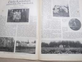 Kotiliesi 1933 nr 4, kansikuva Rudolf Koivu, Onko kotitalous maataloutta?, Pellava on kultaa..., Hampaat-lasten terveyden huolto, Helsingittäret hiihtävät, ym.