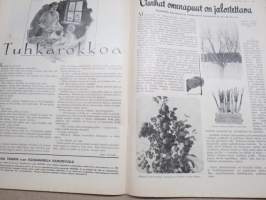 Kotiliesi 1933 nr 4, kansikuva Rudolf Koivu, Onko kotitalous maataloutta?, Pellava on kultaa..., Hampaat-lasten terveyden huolto, Helsingittäret hiihtävät, ym.