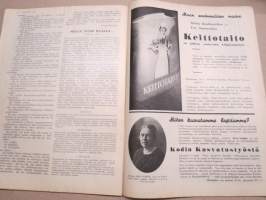 Kotiliesi 1933 nr 4, kansikuva Rudolf Koivu, Onko kotitalous maataloutta?, Pellava on kultaa..., Hampaat-lasten terveyden huolto, Helsingittäret hiihtävät, ym.