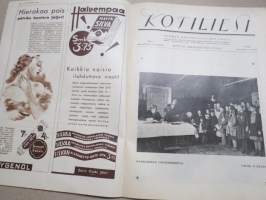 Kotiliesi 1933 nr 6, kansikuva Rudolf Koivu, Erilaisia talletus-muotoja, Kristallimalja, Hannes Gebhard, Käytännöllistä kauneutta, Koti ja uusi tulokas, ym.