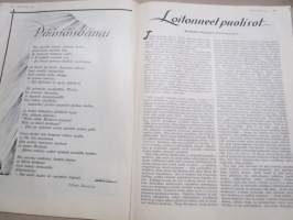 Kotiliesi 1933 nr 8, kansikuva Rudolf Koivu, Loitonneet puolisot, Miten naisen työ kuvastuu Suomen taiteessa, Viljelkää sipulia siemenestä, Ruusunkukkia, ym.