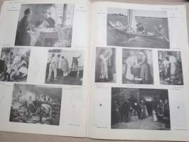Kotiliesi 1933 nr 8, kansikuva Rudolf Koivu, Loitonneet puolisot, Miten naisen työ kuvastuu Suomen taiteessa, Viljelkää sipulia siemenestä, Ruusunkukkia, ym.