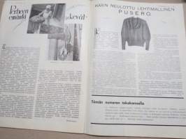 Kotiliesi 1933 nr 8, kansikuva Rudolf Koivu, Loitonneet puolisot, Miten naisen työ kuvastuu Suomen taiteessa, Viljelkää sipulia siemenestä, Ruusunkukkia, ym.