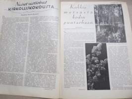 Kotiliesi 1933 nr 10, kansikuva Rudolf Koivu, Naiset vartioivat kirkolliskokousta, Kukkia metsästä kodin puutarhaan, Huonekalujen kesäpäällyksiä, Paula rentoutuu,ym.