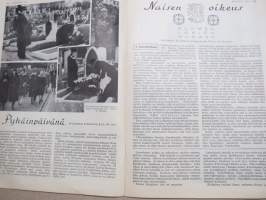Kotiliesi 1933 nr 21, kansikuva Rudolf Koivu, Ajatusten vaihtoa, Pyhäinpäivänä, Naisen oikeus, Pienen kaupunkihuoneiston sisustaminen, Oma säästötili, ym.