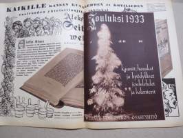 Kotiliesi 1933 nr 21, kansikuva Rudolf Koivu, Ajatusten vaihtoa, Pyhäinpäivänä, Naisen oikeus, Pienen kaupunkihuoneiston sisustaminen, Oma säästötili, ym.