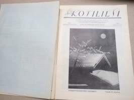 Kotiliesi 1934 nr 1, kansikuva Rudolf Koivu, Uudenvuoden rukous, Taideteollisuusnäyttelyn huonekaluja, Elämä ja syntyminen, Tänä talvena hiihdetään, Jouluvieras, ym.