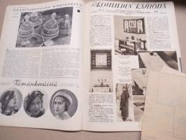 Kotiliesi 1934 nr 6, kansikuva Rudolf Koivu, Perheenemäntä ja sairas kotiapulainen, Ja taas sinä roskaat, Mitä teen ruusuilleni tähän aikaan?, Hiihtotakki, ym.