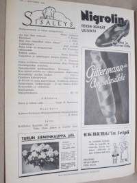 Kotiliesi 1934 nr 6, kansikuva Rudolf Koivu, Perheenemäntä ja sairas kotiapulainen, Ja taas sinä roskaat, Mitä teen ruusuilleni tähän aikaan?, Hiihtotakki, ym.