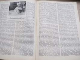 Kotiliesi 1934 nr 7, kansikuva Rudolf Koivu, Risti ja toivo, Kuistin kalustaminen, Vanhoja ja uusia monivuotisia kukkia, Pukua sovitellaan uudelleen, ym.