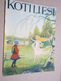 Kotiliesi 1934 nr 10, kansikuva Rudolf Koivu, Olemassaolomme perusteita, Nykyajan ihmisten ruokajärjestelmä, Kaikkien kesien juhlapuku, Emäntien lepopäivä, ym.