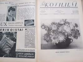Kotiliesi 1934 nr 18, kansikuva Raumalainen nyplääjämuori, Eräät osattomksi jääneet, Huonekalujen ryhmittelystä, Kiinalaista ruokaa, Phlox leimukukka, ym.