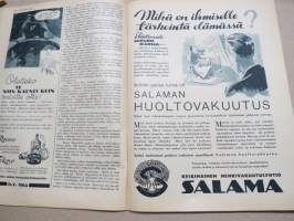 Kotiliesi 1935 nr 6, kansikuva Martta Wendelin, Mikä on ihmiselle tärkeintä elämässä?, Perheenemäntä kotiapulaisensa työnjohtajana, Työhulluus, Kultatähkäpäivä!, ym.