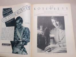 Kotiliesi 1935 nr 6, kansikuva Martta Wendelin, Mikä on ihmiselle tärkeintä elämässä?, Perheenemäntä kotiapulaisensa työnjohtajana, Työhulluus, Kultatähkäpäivä!, ym.