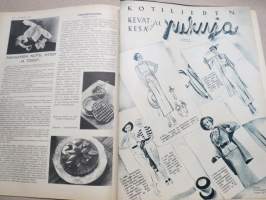 Kotiliesi 1935 nr 6, kansikuva Martta Wendelin, Mikä on ihmiselle tärkeintä elämässä?, Perheenemäntä kotiapulaisensa työnjohtajana, Työhulluus, Kultatähkäpäivä!, ym.
