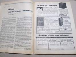 Kotiliesi 1937 nr 1, kansikuva Tammikuun aurinkoa, Hänen ranskalainen vaimonsa, Minä ja mieheni, Ritoniemen emäntä, Leikattiin vuosi 1936, Tuulia - Kaksi Katria, ym.