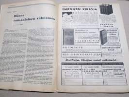 Kotiliesi 1937 nr 1, kansikuva Tammikuun aurinkoa, Hänen ranskalainen vaimonsa, Minä ja mieheni, Ritoniemen emäntä, Leikattiin vuosi 1936, Tuulia - Kaksi Katria, ym.